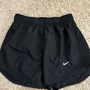 Nike Women's Black Athletic Shorts with White Logo